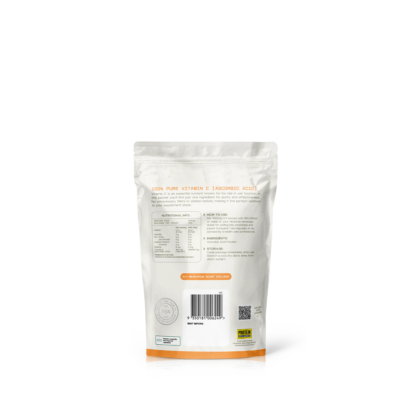 100% Pure Ascorbic Acid // Vitamin C Powder 100g Protein Supplies Australia NTS Newtown Supplement Store Sydney