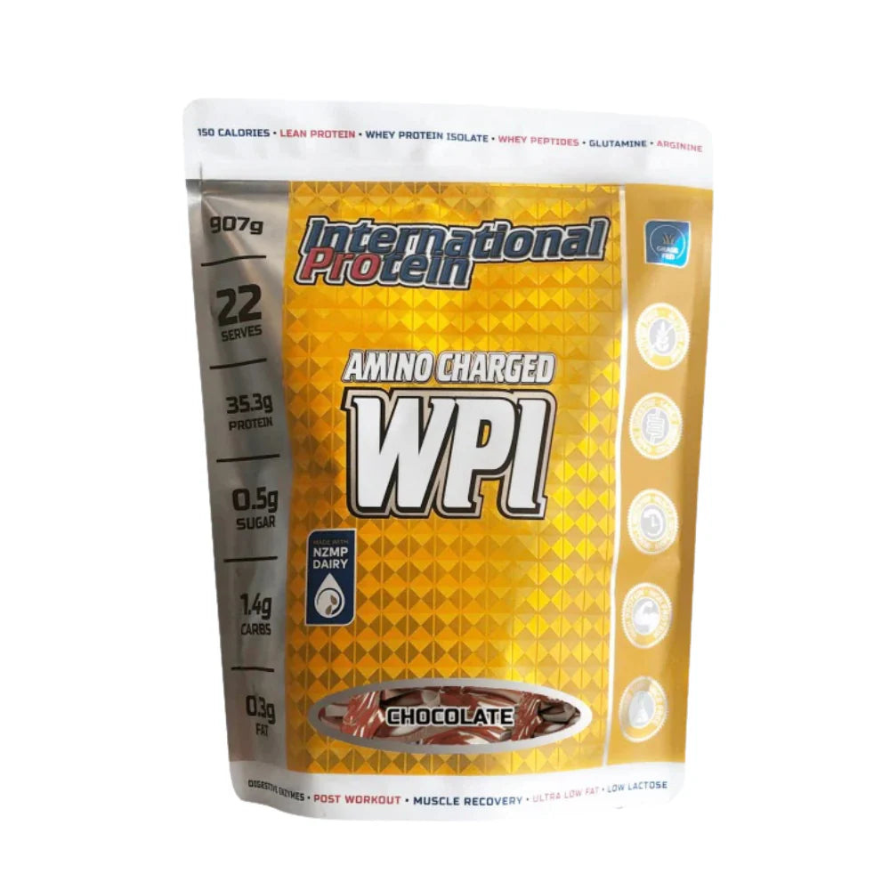 AMINO CHARGED WPI // 35.3g Protein International Protein Chocolate / 907g (22 serves) NTS Newtown Supplement Store Sydney