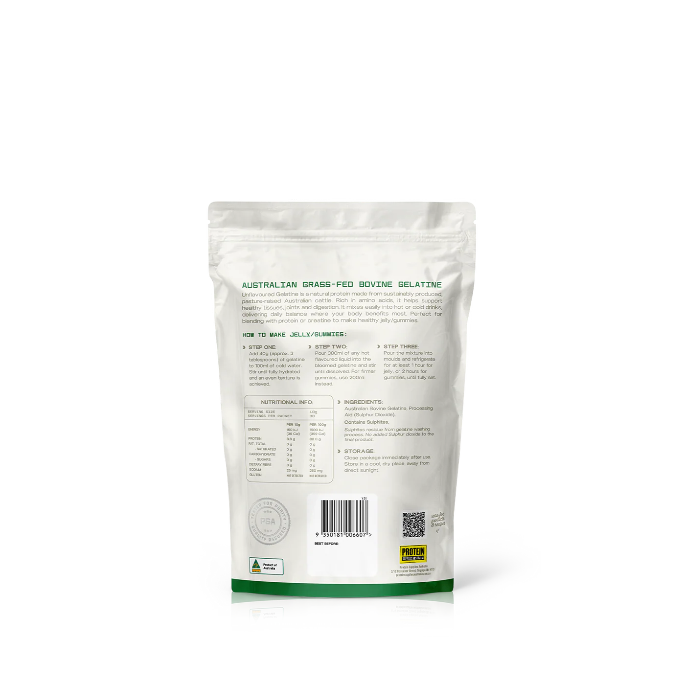 Australian Gelatine // Grass-Fed Bovine Gelatine 300g Protein Supplies Australia NTS Newtown Supplement Store Sydney