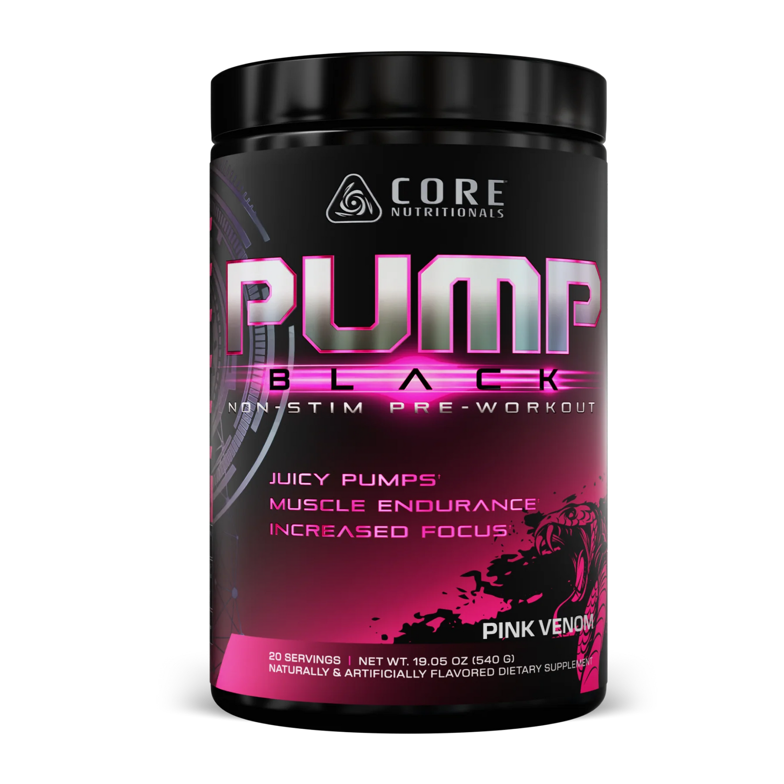 CORE PUMP BLACK // Non-Stim Pre-Workout Core Nutritionals Pink Venom NTS Newtown Supplement Store Sydney