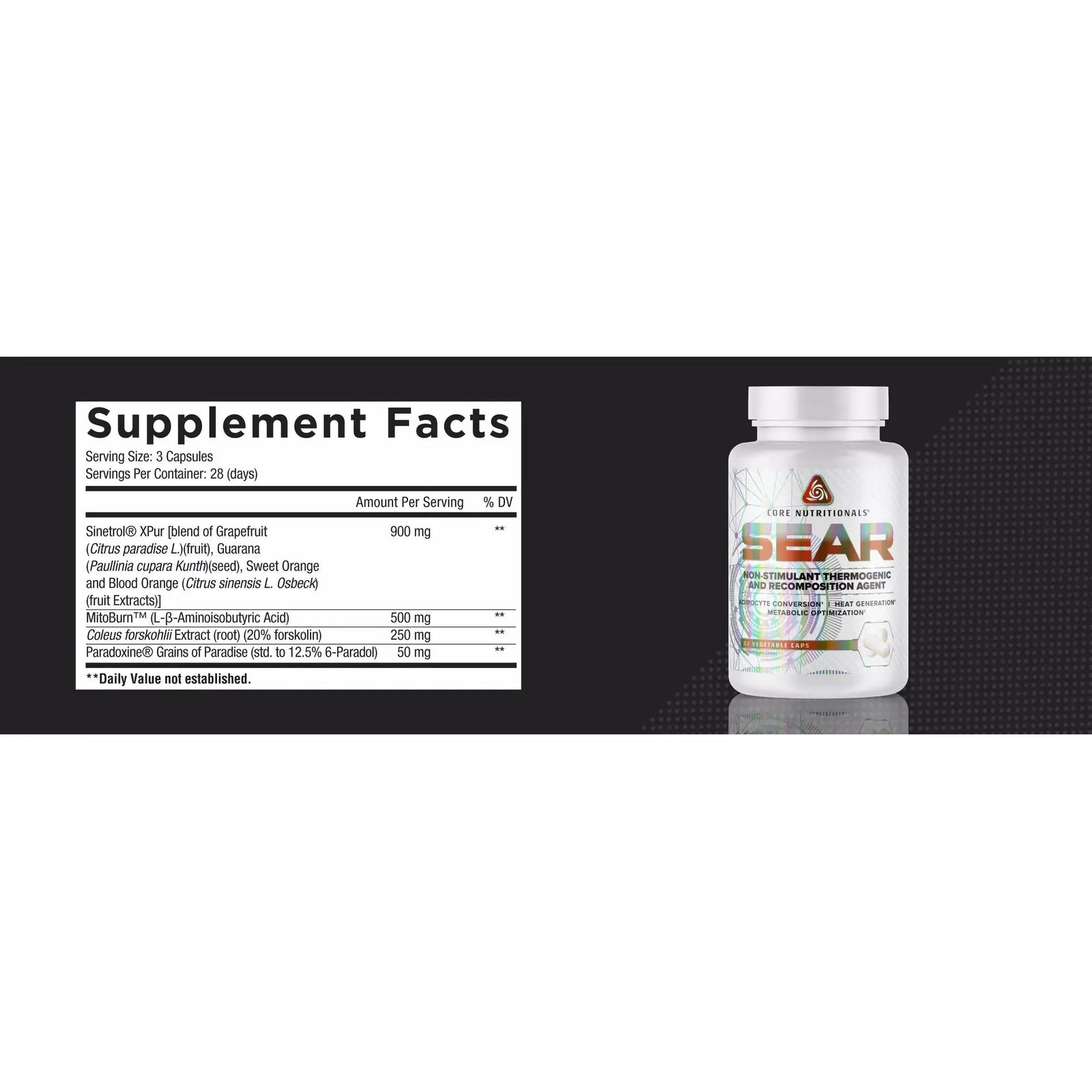 CORE SEAR // Non-stim Thermogenic Core Nutritionals NTS Newtown Supplement Store Sydney