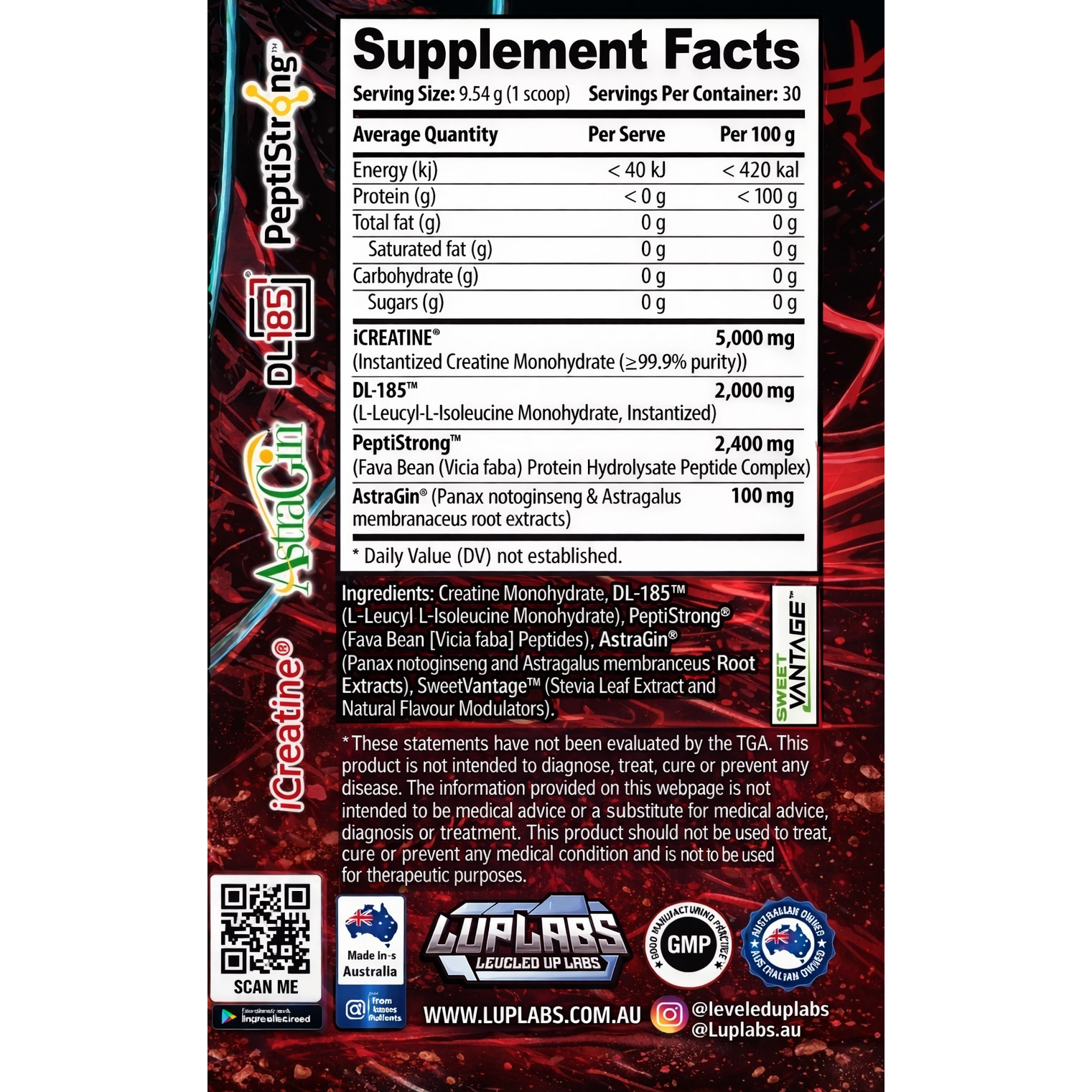 CREAPEPT 185 // DL185 - PeptiStrong - iCreatine LupLabs NTS Newtown Supplement Store Sydney