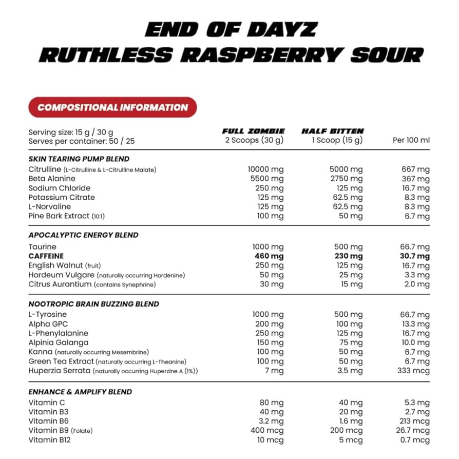 End Of Dayz Apocalyptic Pre-Workout // 50 Scoops Zombie Labs NTS Newtown Supplement Store Sydney