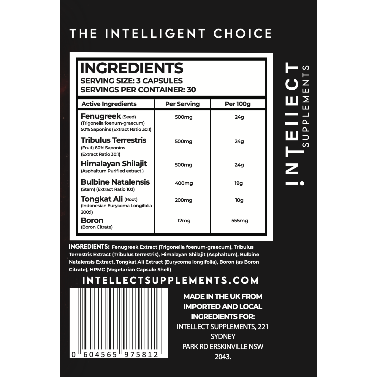 Intellect AXIS // Advanced Male Performance Formula Intellect Supplements NTS Newtown Supplement Store Sydney