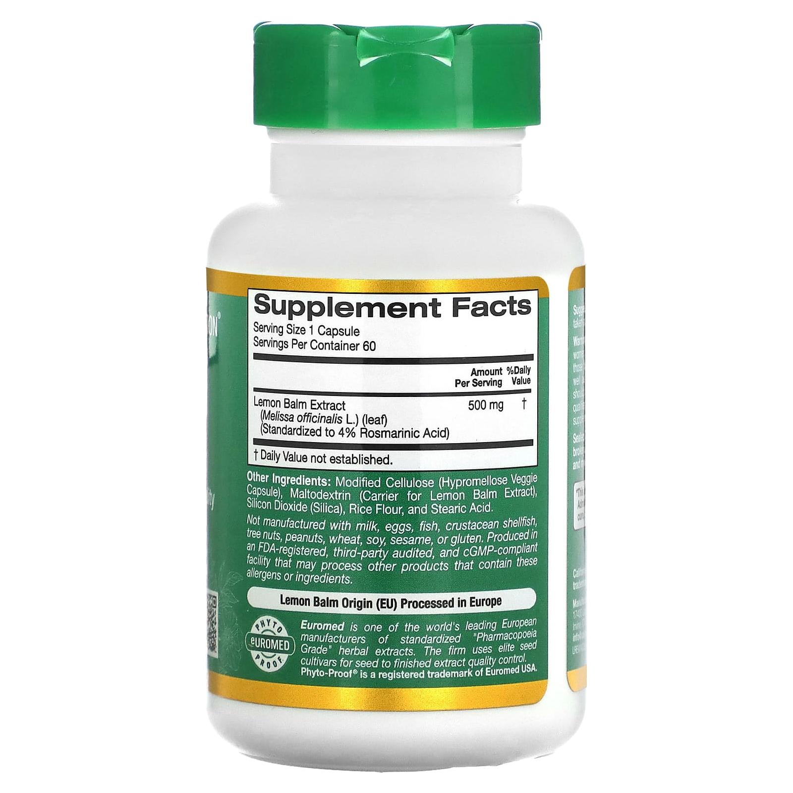 Lemon Balm // 500mg California Gold Nutrition NTS Newtown Supplement Store Sydney