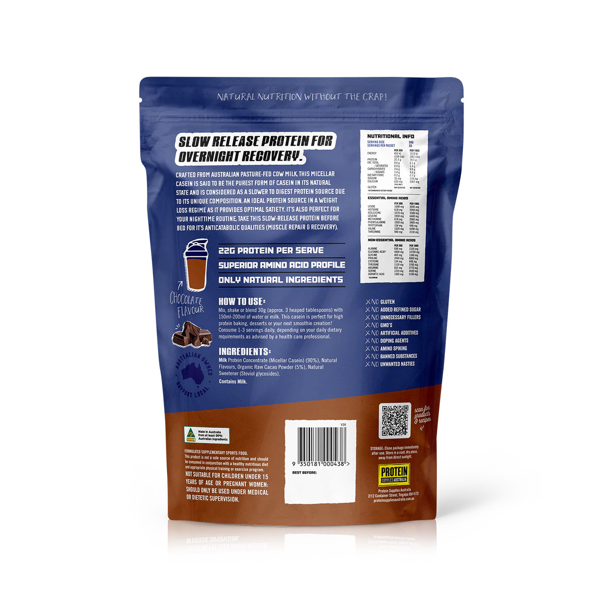 Micellar Casein Protein 1kg // 23g Protein Per Serve Protein Supplies Australia NTS Newtown Supplement Store Sydney
