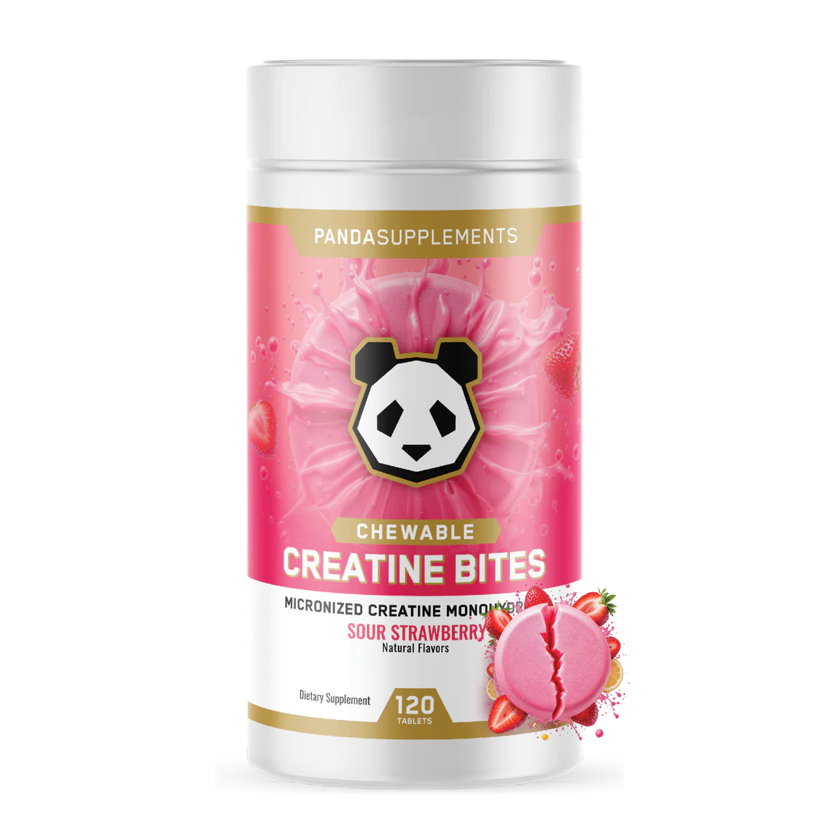 Panda Supps Creatine Bites // 5g 30 Serves Panda Supplements Sour Strawberry NTS Newtown Supplement Store Sydney