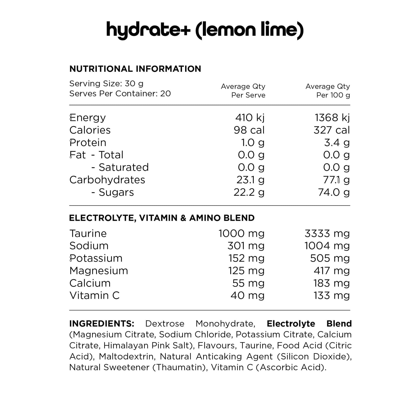 Perform Hydrate // Electrolytes + Carbohydrate 20 serves SWITCH NTS Newtown Supplement Store Sydney