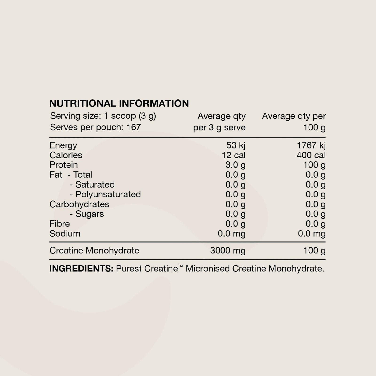 Purest Creatine Monohydrate // 500g SWITCH NTS Newtown Supplement Store Sydney