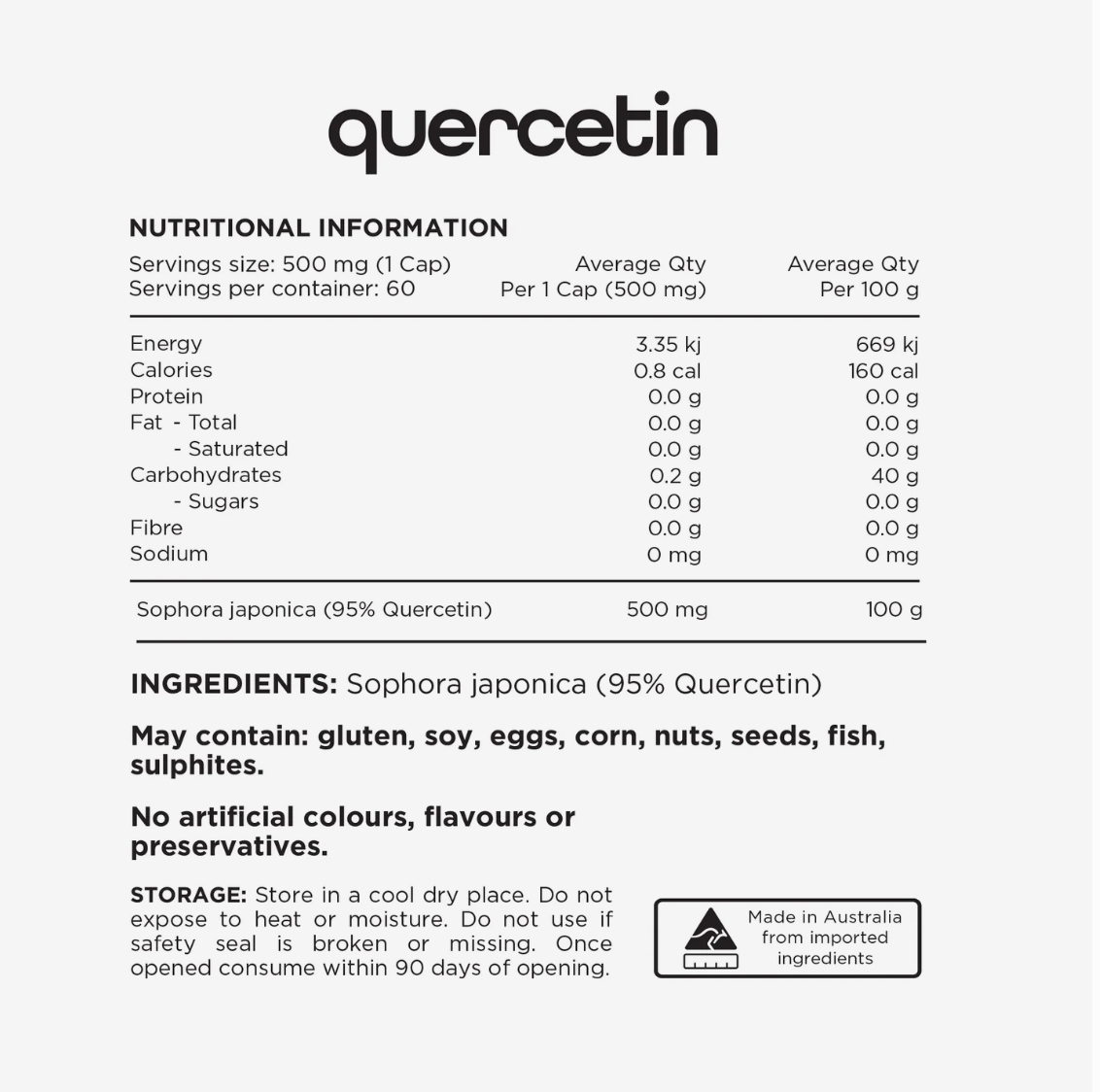 Quercetin // 60 Serves SWITCH NTS Newtown Supplement Store Sydney
