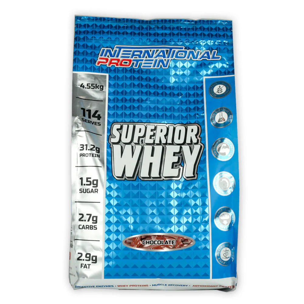 SUPERIOR WHEY // 31.2g Protein International Protein Chocolate / 907g (22 serves) NTS Newtown Supplement Store Sydney