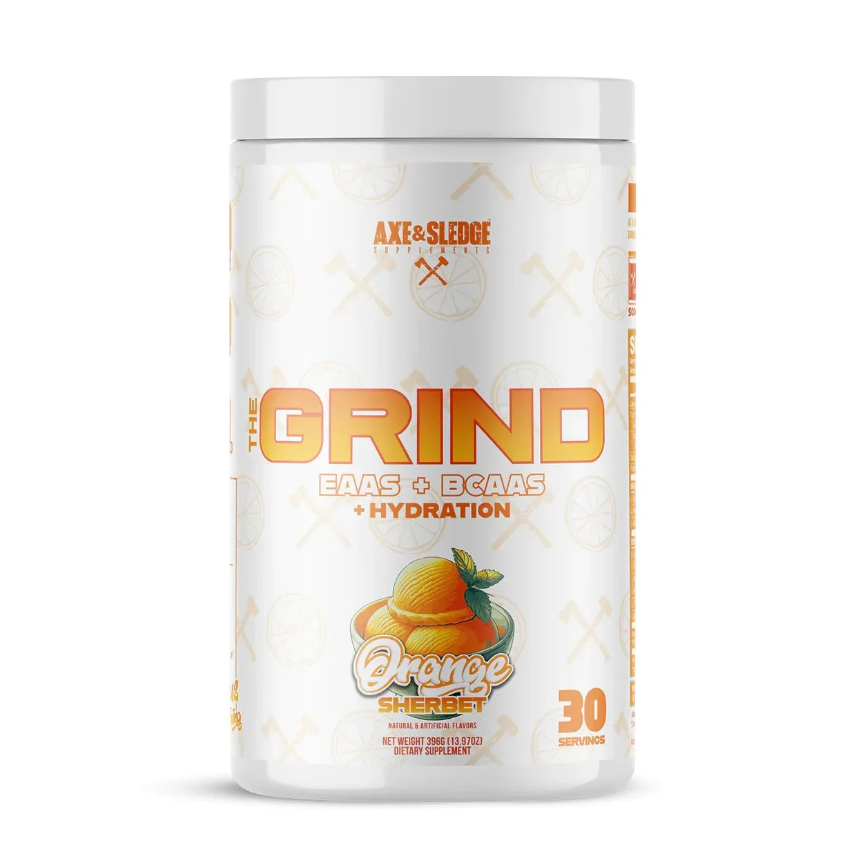 THE GRIND // EAAs + BCAAs + Hydration 30 serves Axe & Sledge Orange Sherbet NTS Newtown Supplement Store Sydney