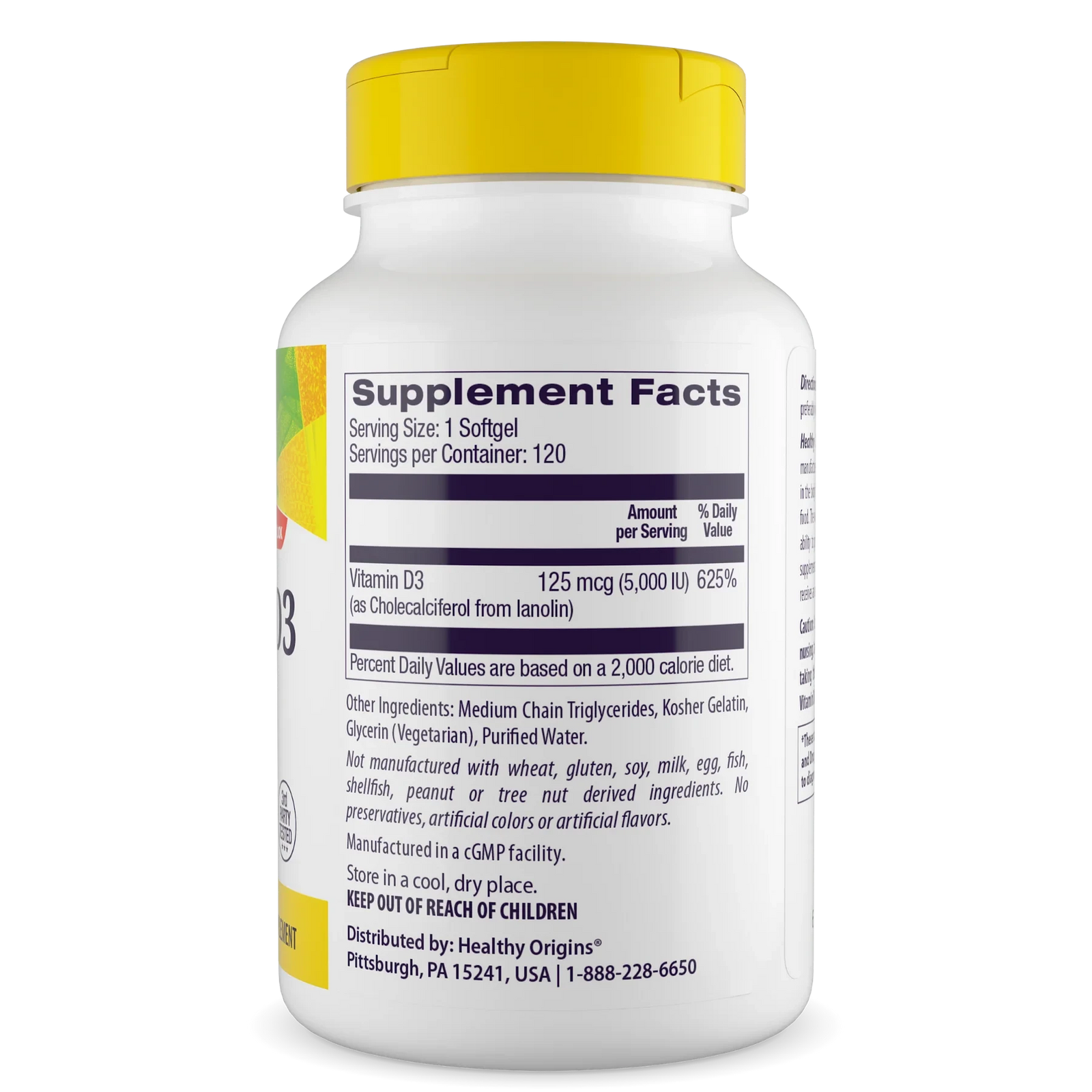 Vitamin D3 5,000 IU // Bone Health & Immune Function Healthy Origins NTS Newtown Supplement Store Sydney