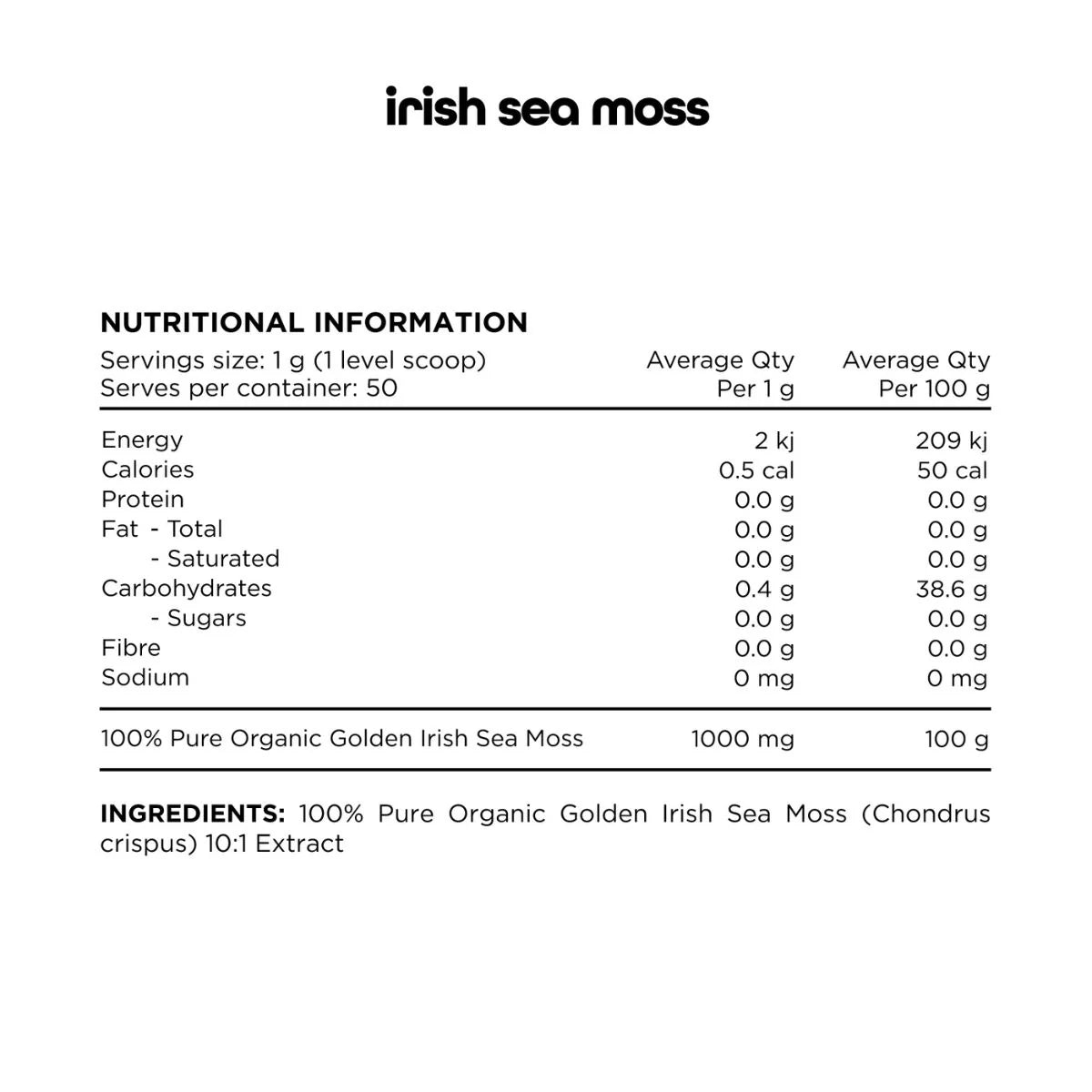 10:1 Organic Irish Sea Moss // 60 Veg Caps SWITCH NTS Newtown Supplement Store Sydney