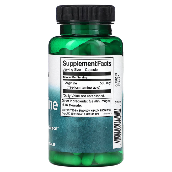 L-Arginine // 500mg Swanson NTS Newtown Supplement Store Sydney