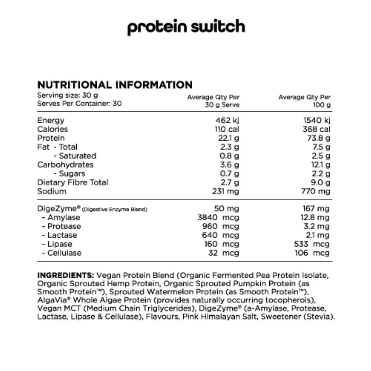 Protein Switch //Organic Sprouted Plant Protein 900g