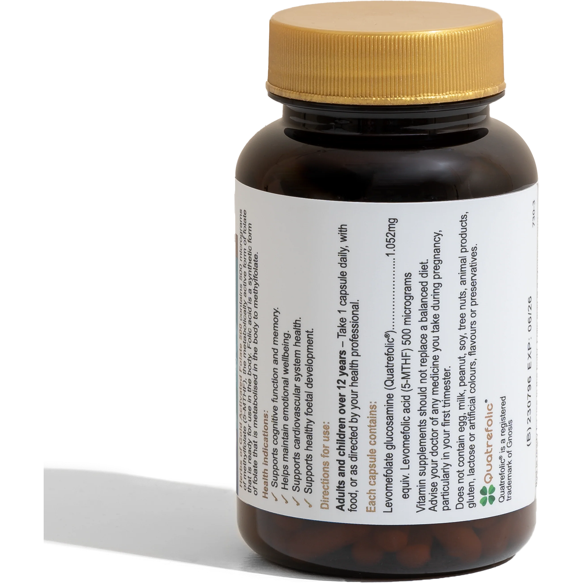 Activated Folate 500 // Methylfolate (5-MTHF) Herbs of Gold NTS Newtown Supplement Store Sydney