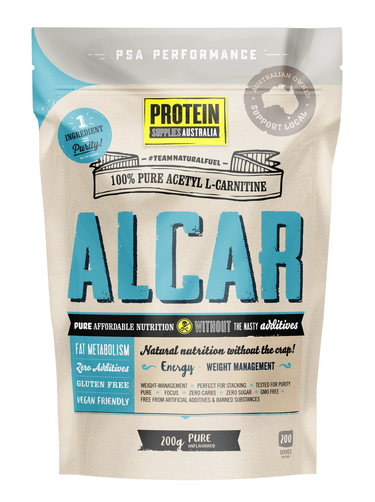 ALCAR // 100% Pure Acetyl L-Carnitine 200g Protein Supplies Australia NTS Newtown Supplement Store Sydney