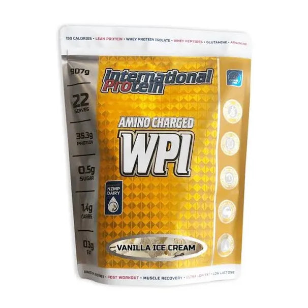 AMINO CHARGED WPI // 35.3g Protein International Protein Vanilla Icecream / 907g (22 serves) NTS Newtown Supplement Store Sydney