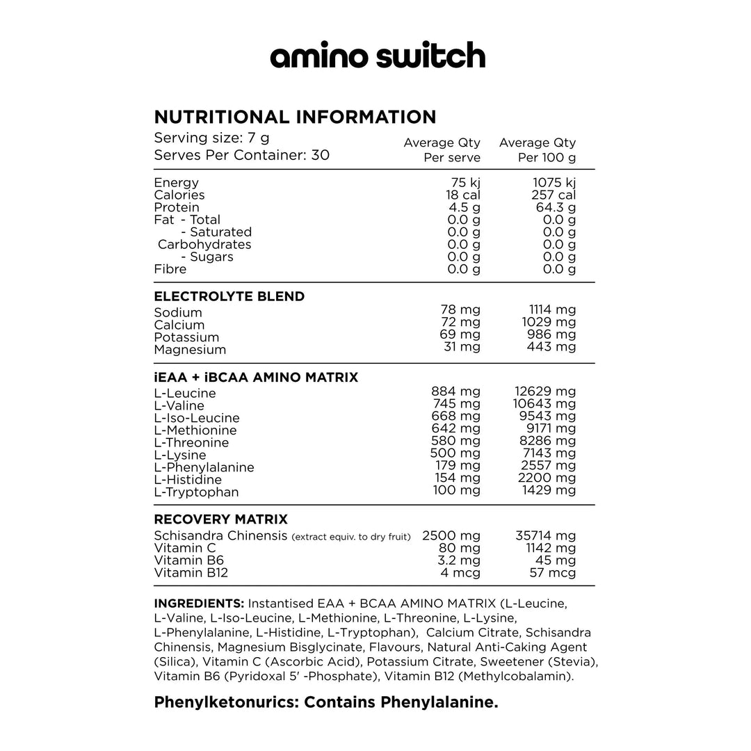 Amino EAA &amp; BCAA // Recovery Matrix 30 Servings SWITCH NTS Newtown Supplement Store Sydney