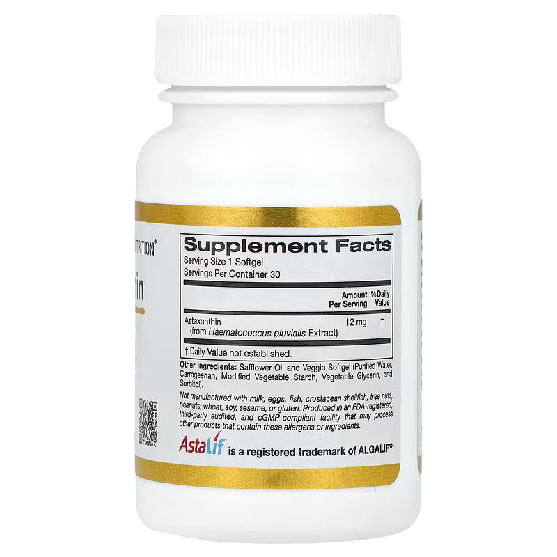 Astaxanthin (Pure Icelandic Astaxanthin) // 12mg 30 Veggie Softgels California Gold Nutrition NTS Newtown Supplement Store Sydney