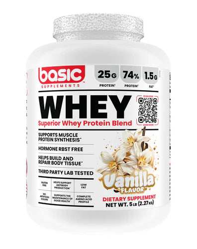 Basic WHEY // Superior Whey Protein Blend BASIC Vanilla / 5LB NTS Newtown Supplement Store Sydney