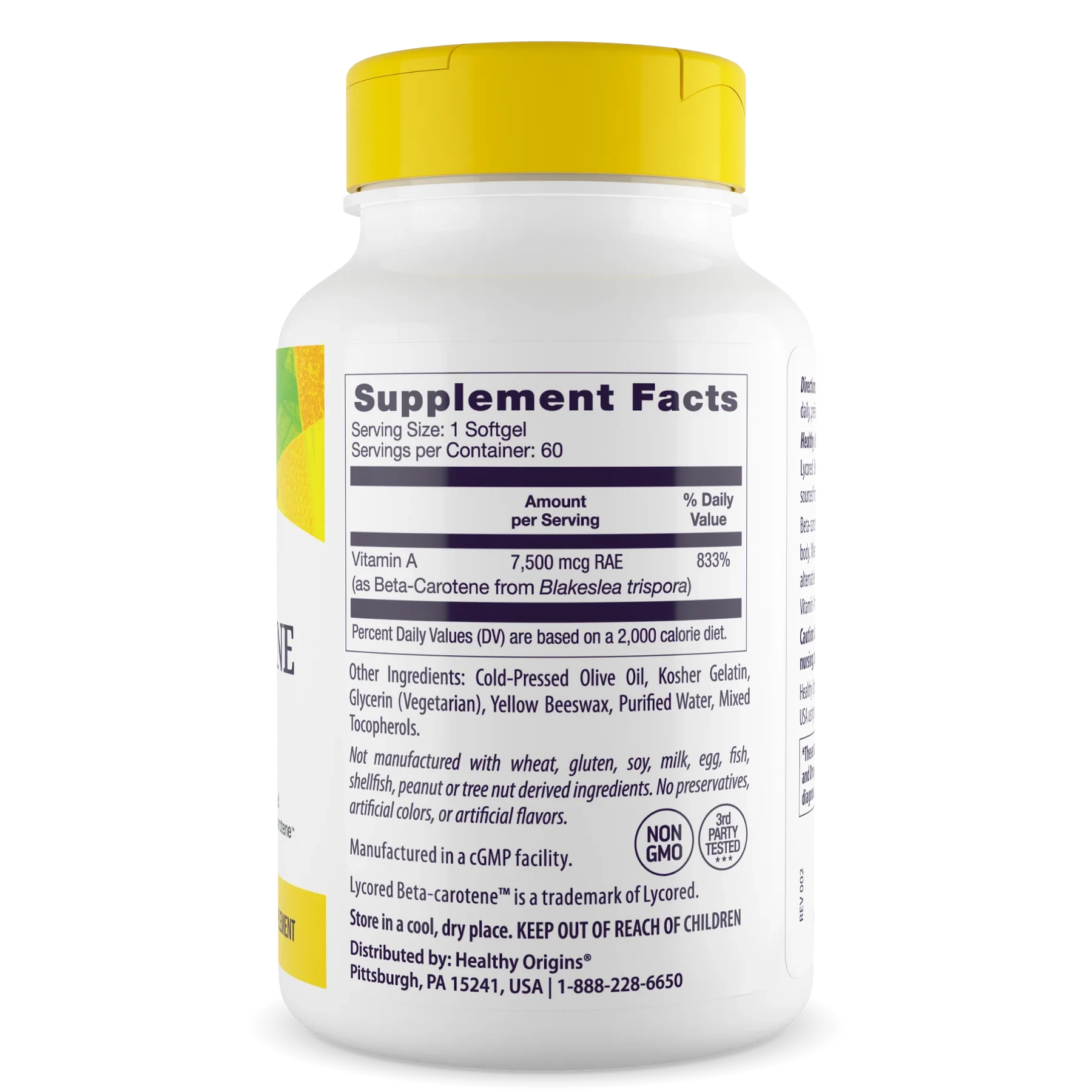 Beta-Carotene 25,00IU // 180 Softgels Healthy Origins NTS Newtown Supplement Store Sydney