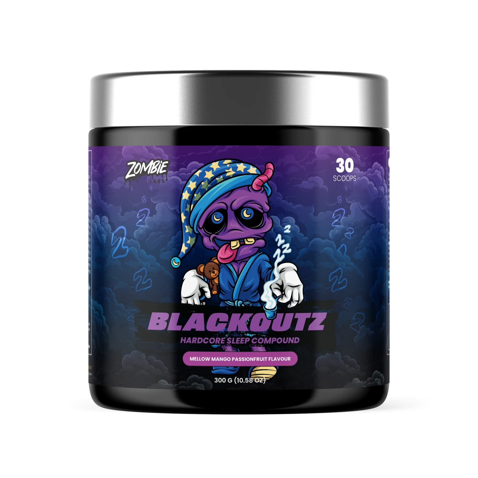 BLACKOUTZ // Sleep Support 300g Zombie Labs Mellow Mango Passionfruit NTS Newtown Supplement Store Sydney