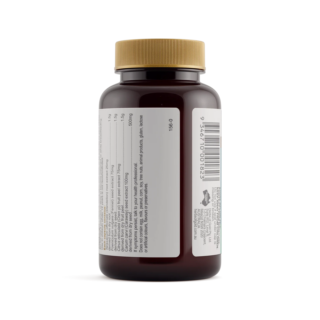 Bloating Relief Complex // 60 Capsules Herbs of Gold NTS Newtown Supplement Store Sydney