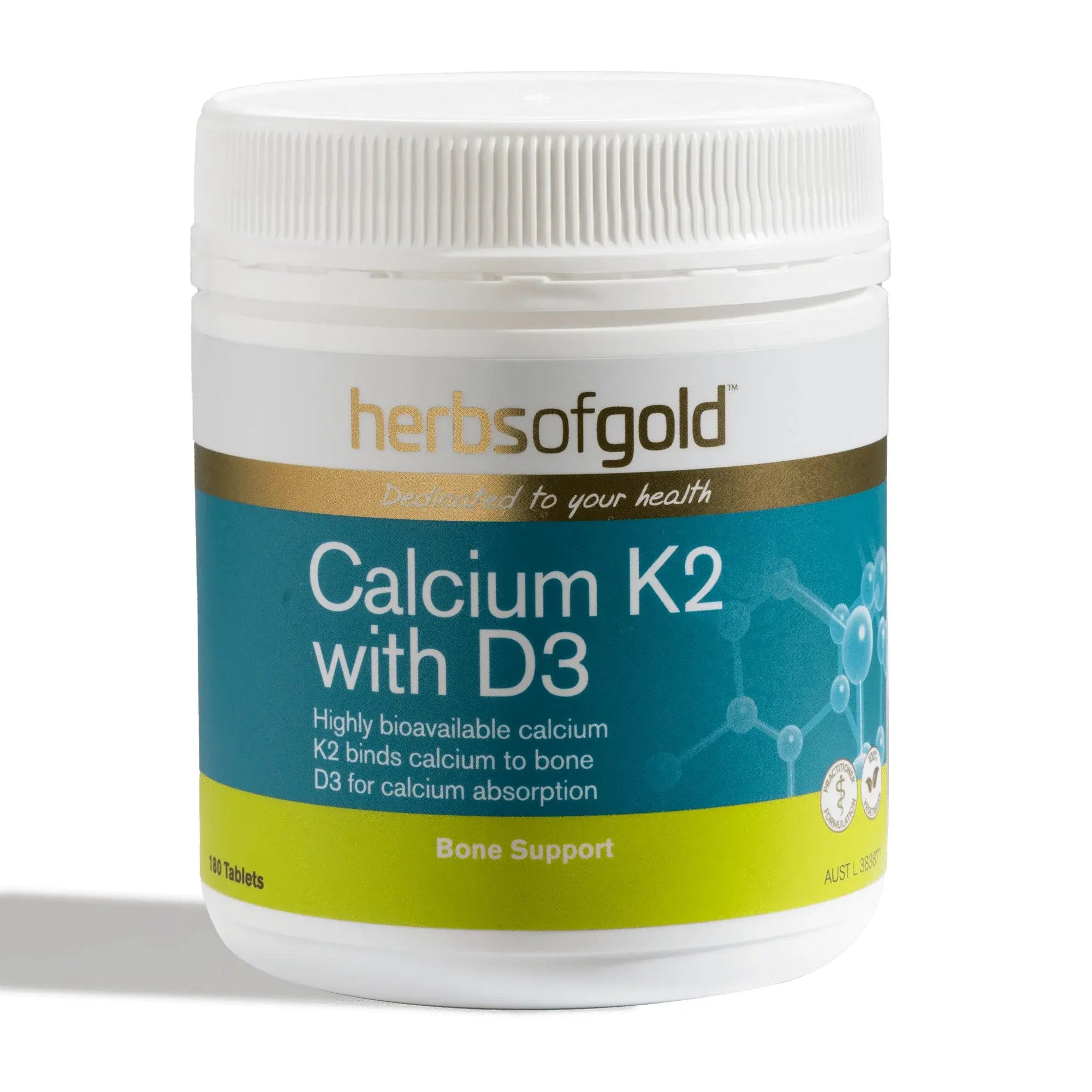 Calcium K2 with D3 // Bone Support Herbs of Gold NTS Newtown Supplement Store Sydney