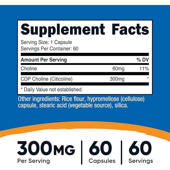 CDP Choline Citicoline 300mg // 60 Servings nutricost NTS Newtown Supplement Store Sydney