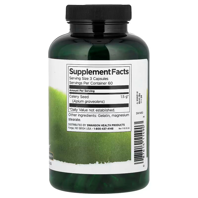 Celery Seed Urinary Support // 500mg 180 Capsules Swanson NTS Newtown Supplement Store Sydney