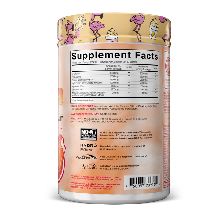 Core Pump V2 // Non stim Pre Workout Core Nutritionals Orange Cream NTS Newtown Supplement Store Sydney