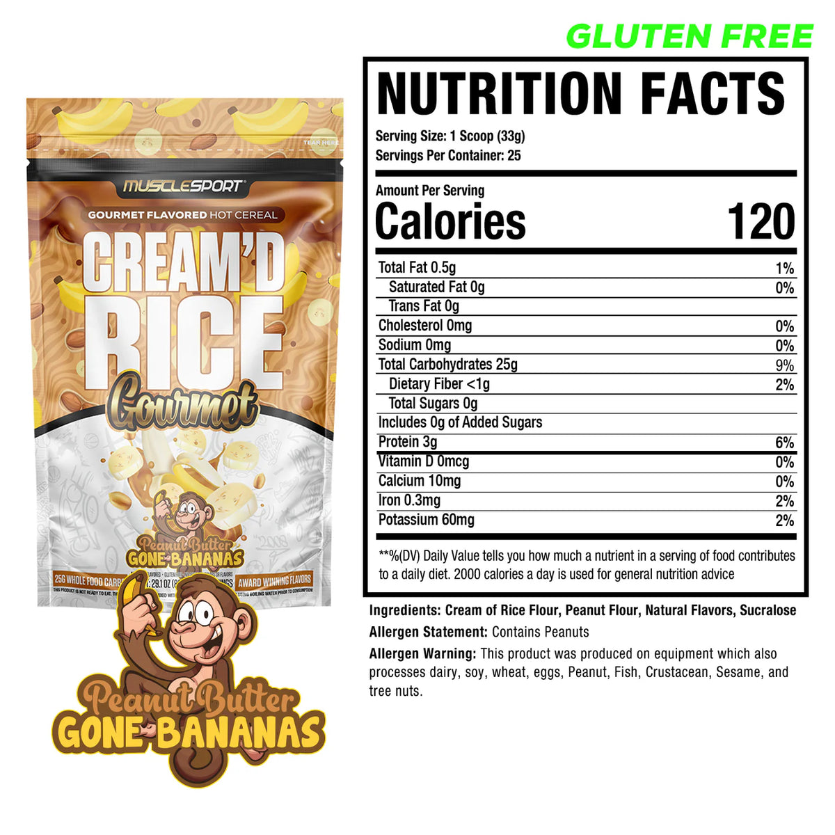 CREAM'D RICE Gourmet // 25g Whole Food Carbs Muscle Sport Peanut Butter Gone Bananas NTS Newtown Supplement Store Sydney