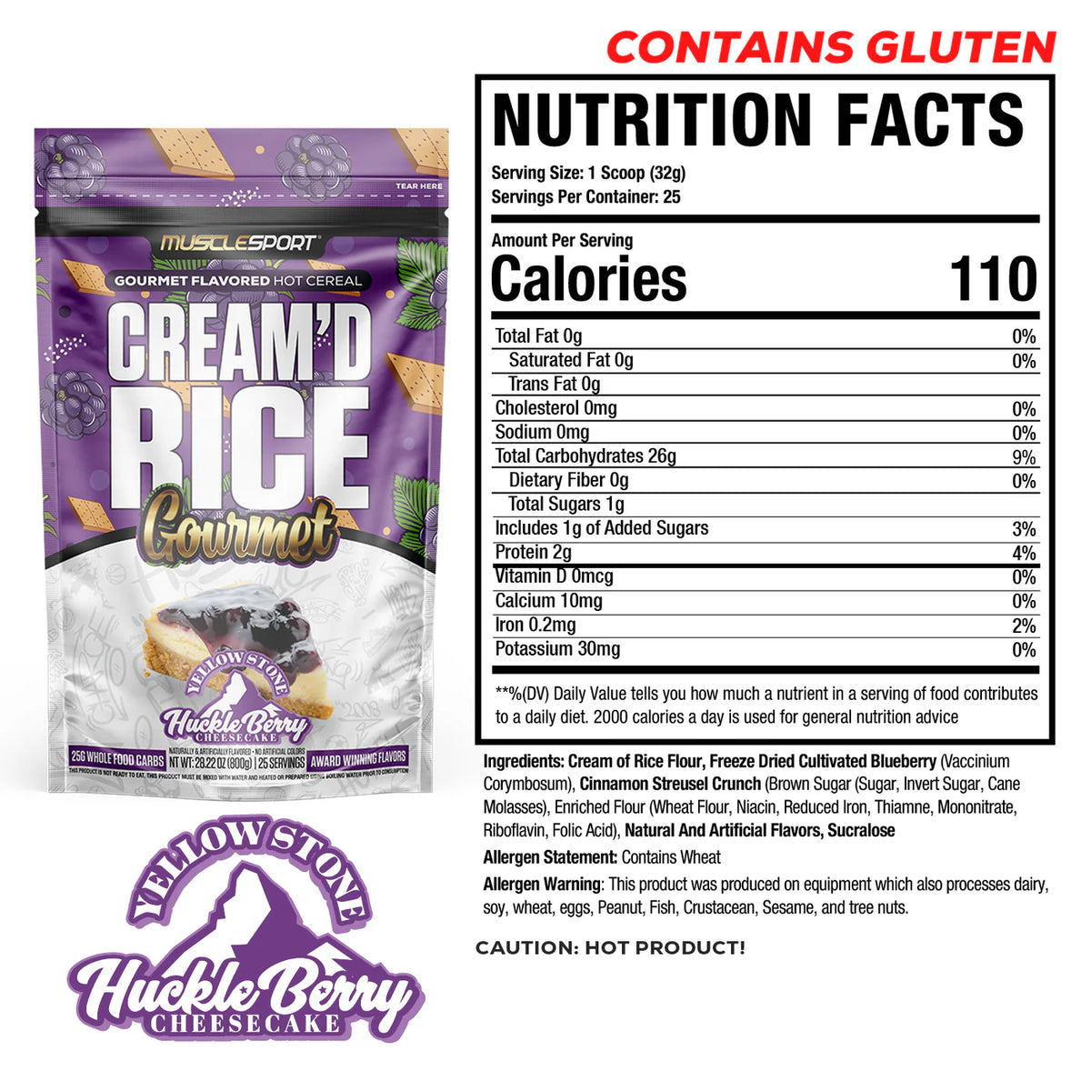 CREAM'D RICE Gourmet // 25g Whole Food Carbs Muscle Sport Yellowstone Huckle Berry Cheesecake NTS Newtown Supplement Store Sydney
