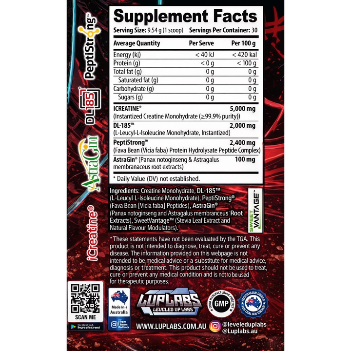CREAPEPT 185 //  DL185 - PeptiStrong - iCreatine LupLabs NTS Newtown Supplement Store Sydney
