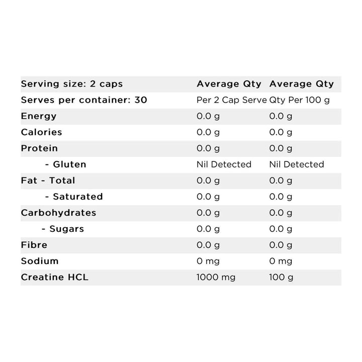 Creatine 100% Pure Creatine HCL Capsules // 90 Veg Caps SWITCH NTS Newtown Supplement Store Sydney