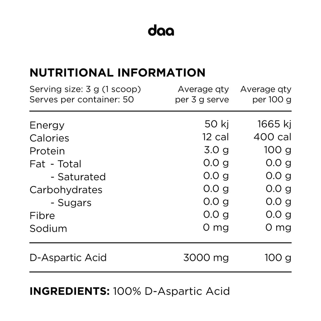 DAA SWITCH // 100% Pure D-Aspartic Acid 50 serves SWITCH NTS Newtown Supplement Store Sydney