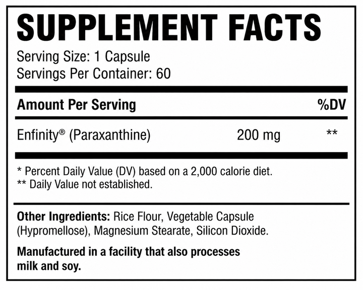 Enfinity™ // Paraxanthine 200mg 60 Caps Ultra Labs NTS Newtown Supplement Store Sydney