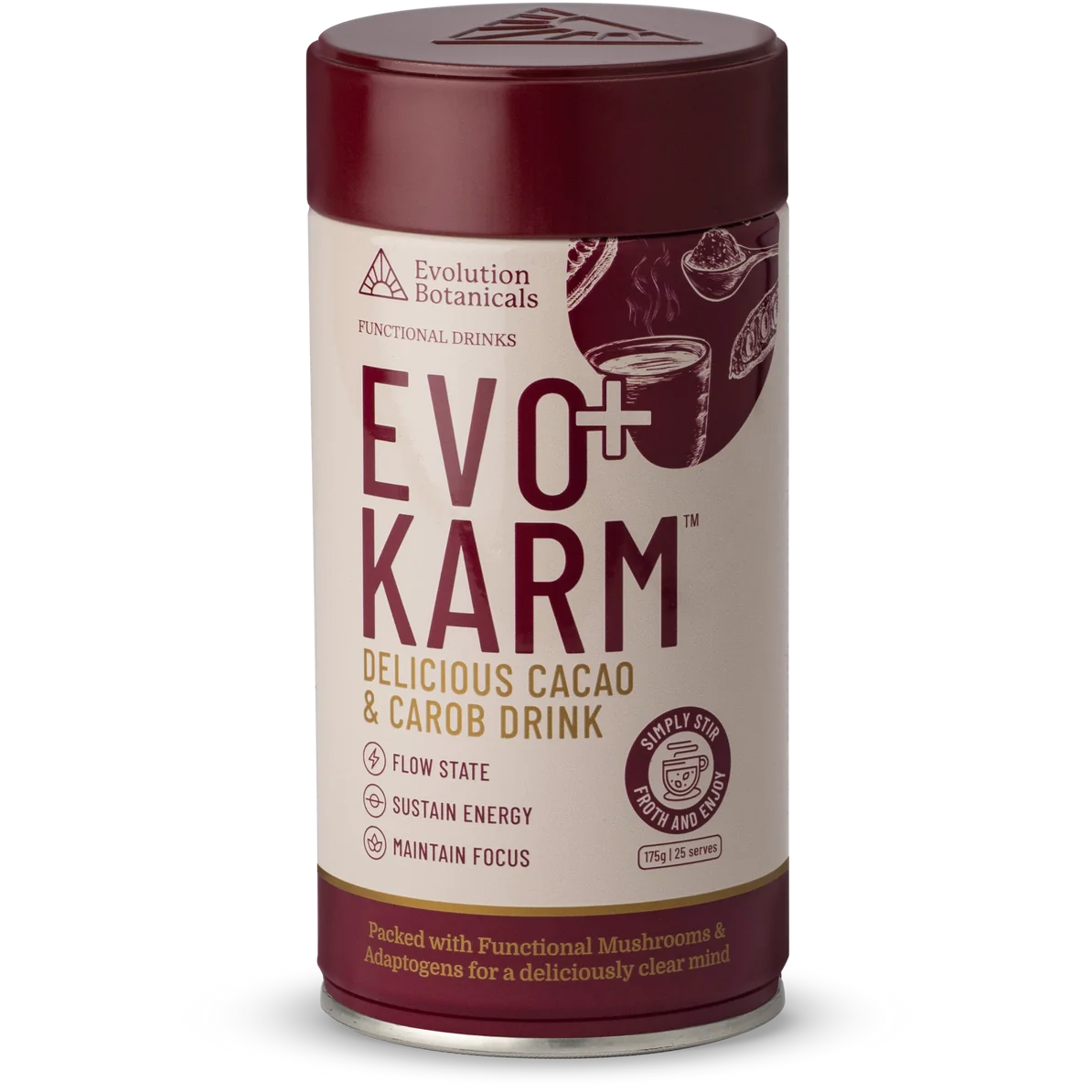 EVO+KARM  // Coffee Alternative 25 serves Evolution Botanicals Cacao &amp; Carob NTS Newtown Supplement Store Sydney