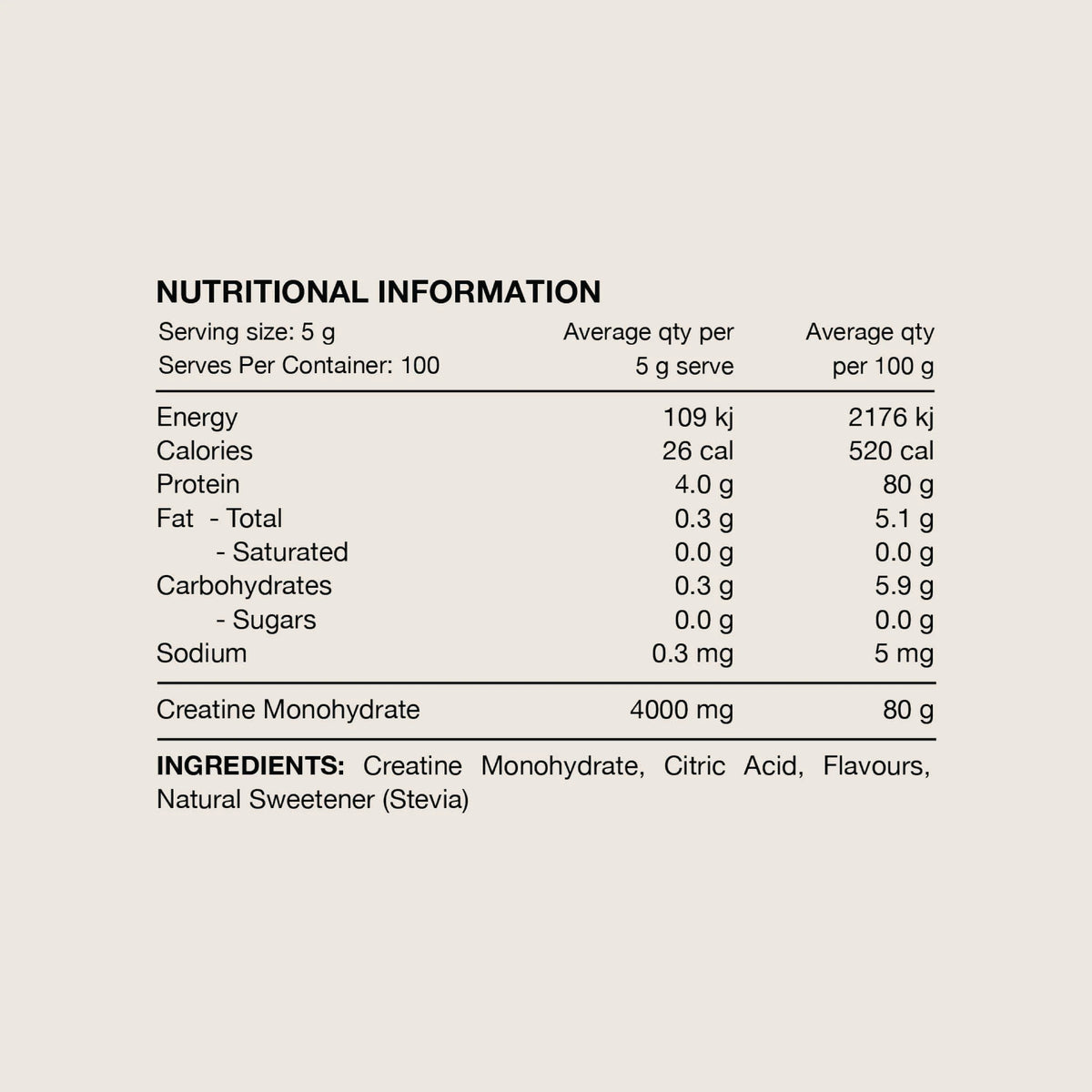 Flavored Creatine Monohydrate // 100 Serves SWITCH NTS Newtown Supplement Store Sydney