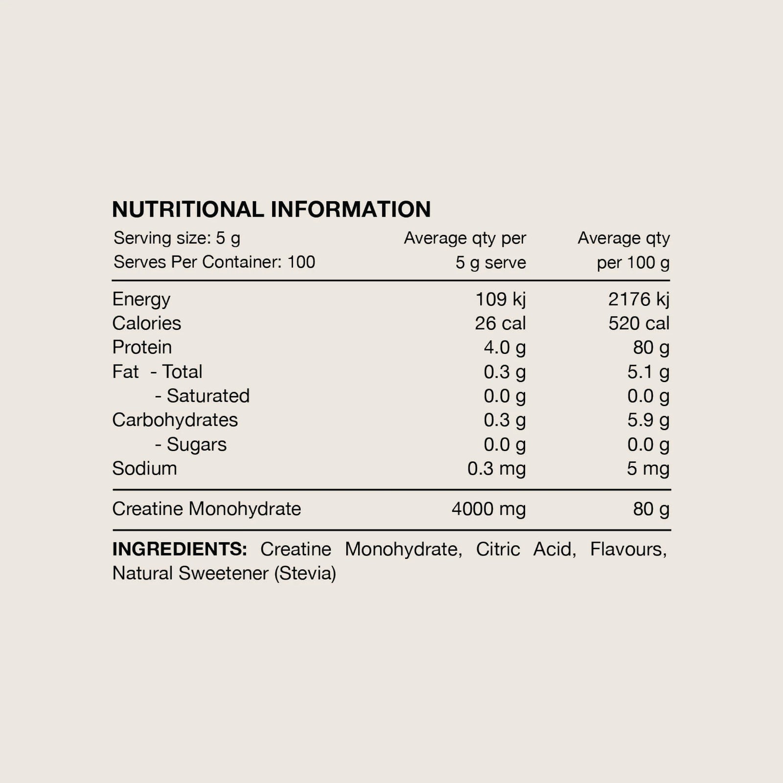 Flavored Creatine Monohydrate // 100 Serves SWITCH NTS Newtown Supplement Store Sydney