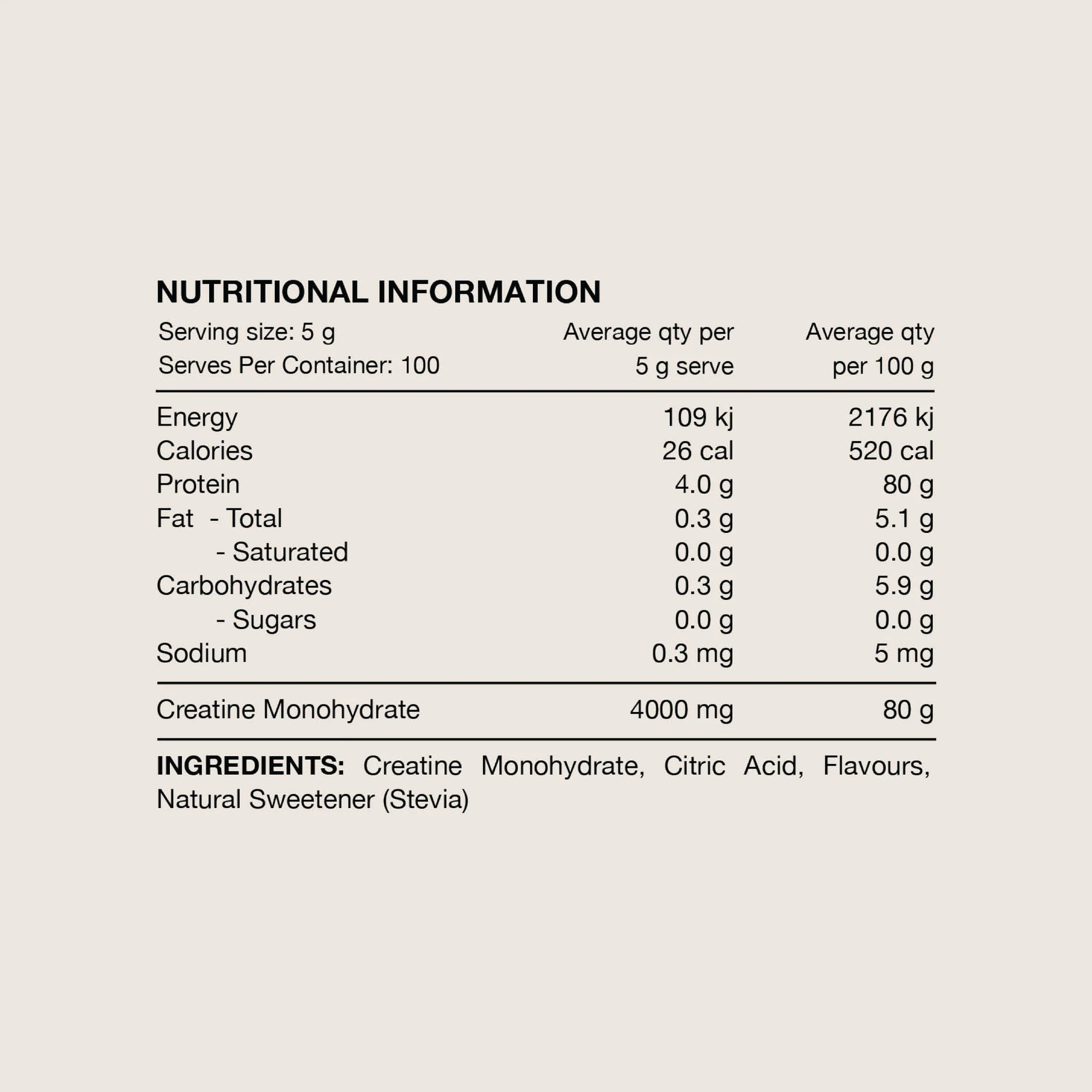 Flavored Creatine Monohydrate // 100 Serves SWITCH NTS Newtown Supplement Store Sydney