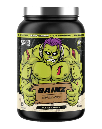 GAINZ PROTEIN // Mass Gainer 10 Serves Zombie Labs Vicious Vanilla NTS Newtown Supplement Store Sydney