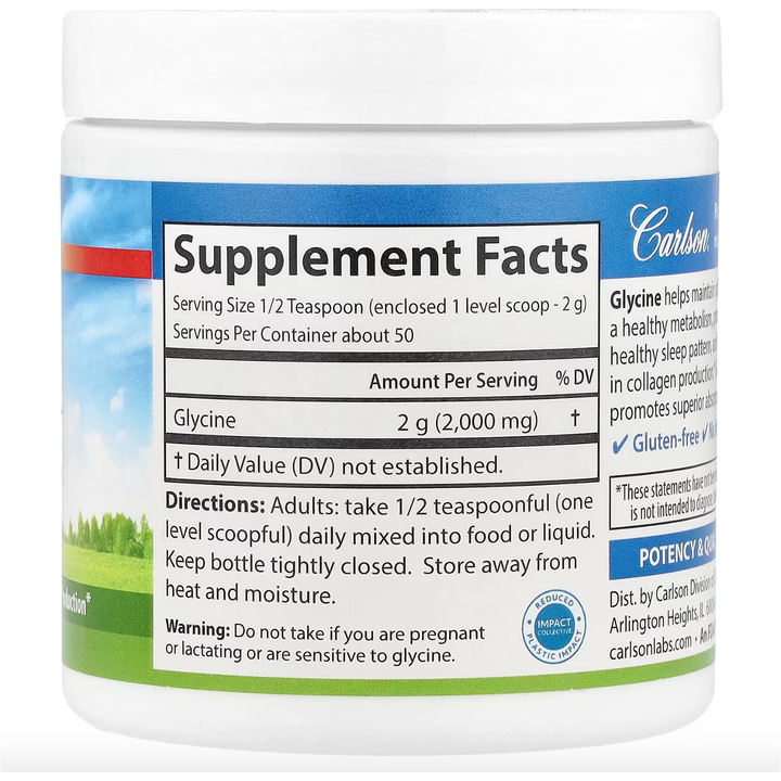 Glycine Powder // Free-Form Amino Acid Carlson NTS Newtown Supplement Store Sydney