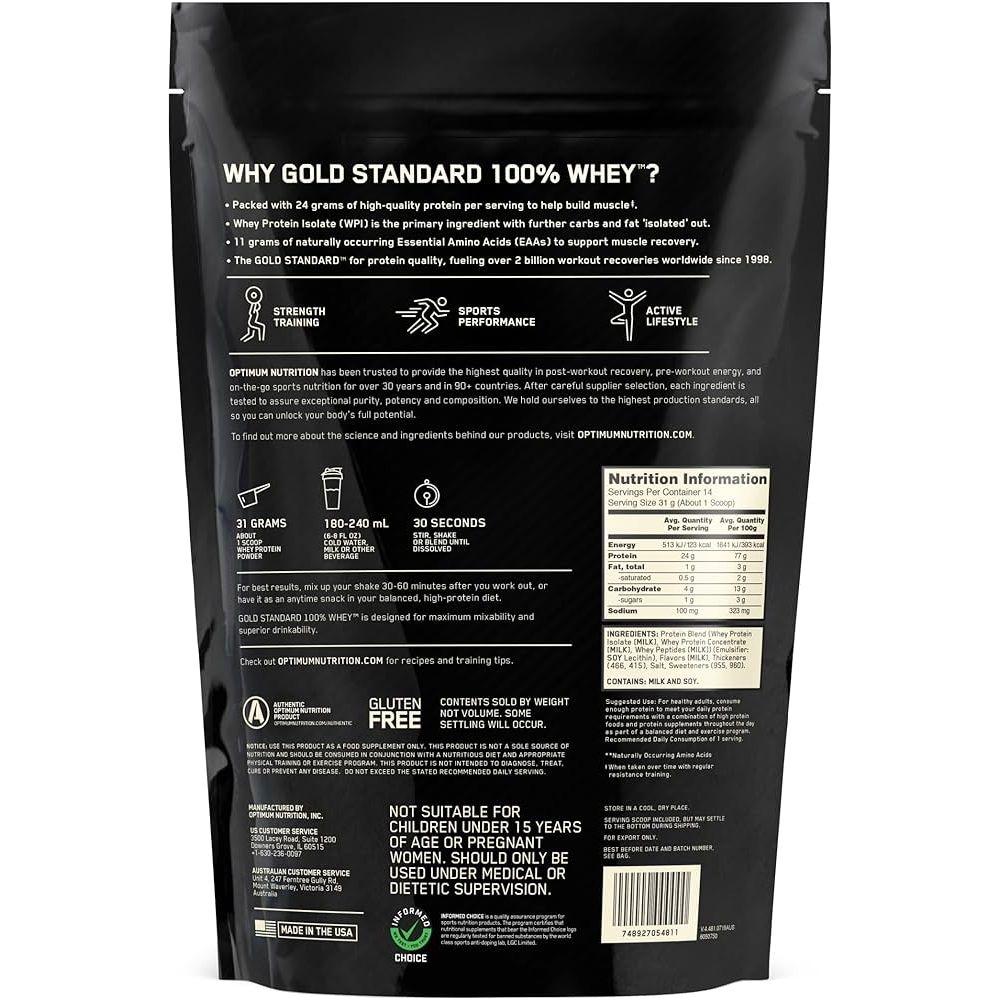 GOLD STANDARD 100% WHEY // 454g Optimum Nutrition NTS Newtown Supplement Store Sydney