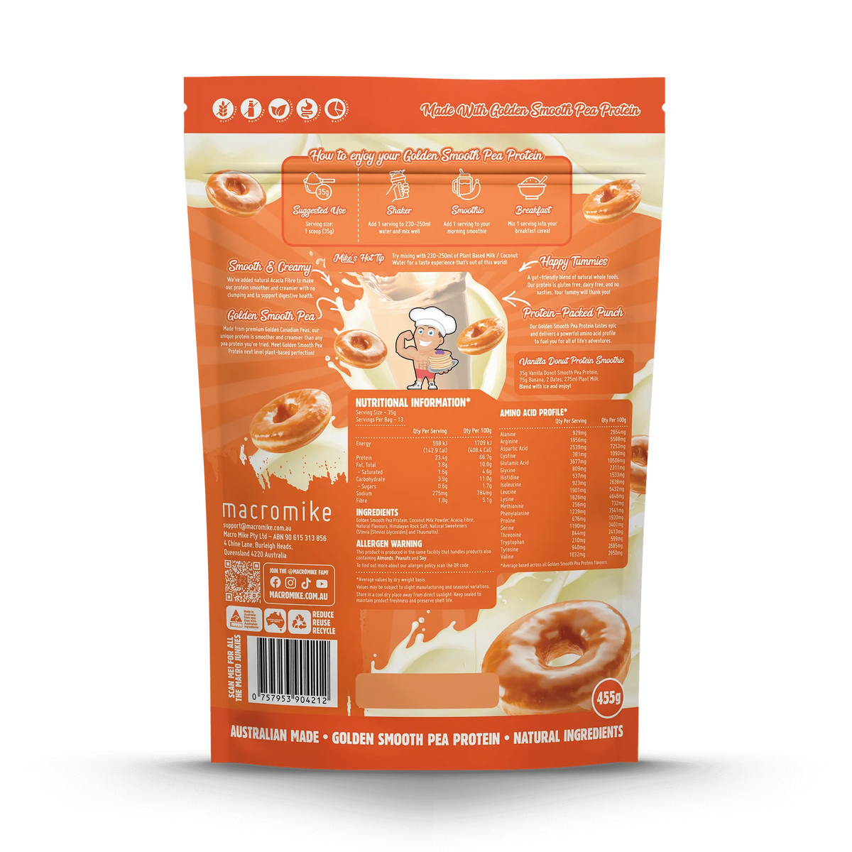 Golden Smooth Pea Protein // 23g Protein (455g) Macro Mike NTS Newtown Supplement Store Sydney