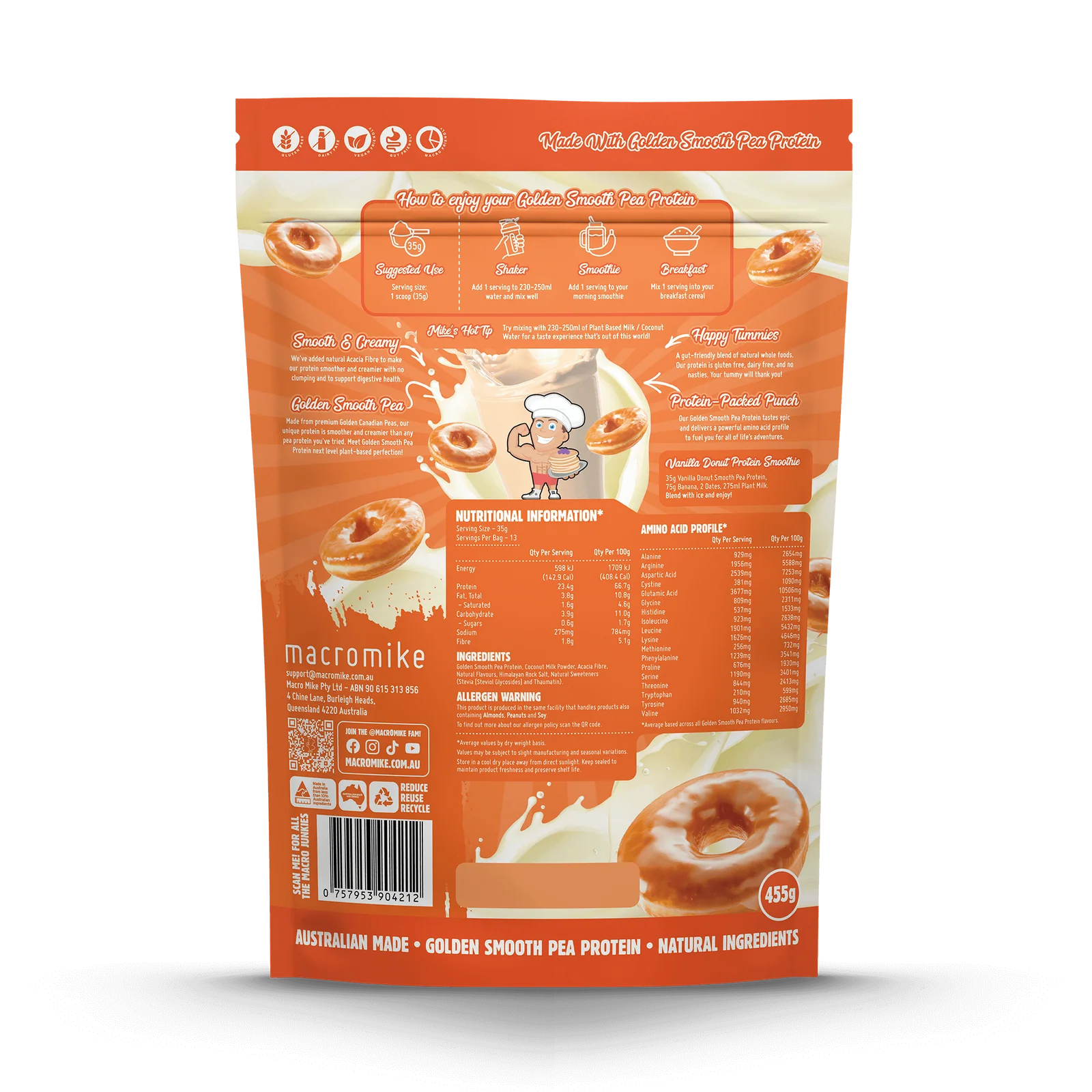 Golden Smooth Pea Protein // 23g Protein (455g) Macro Mike NTS Newtown Supplement Store Sydney