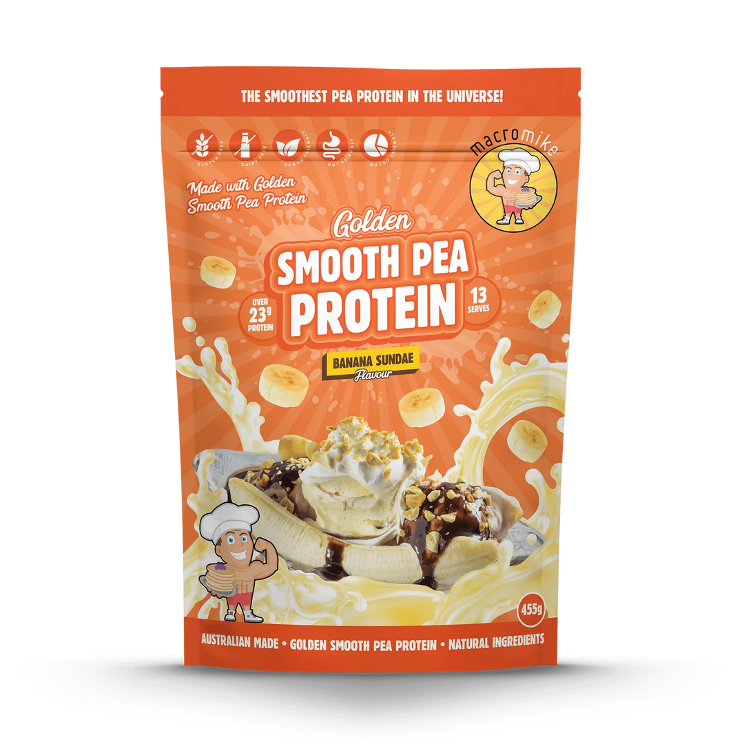 Golden Smooth Pea Protein // 23g Protein (455g) Macro Mike Banana Sundae NTS Newtown Supplement Store Sydney