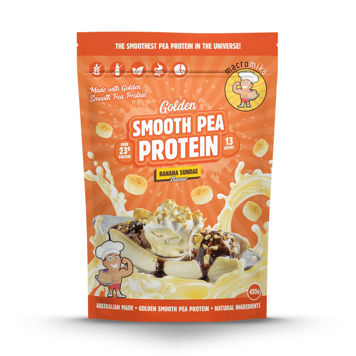 Golden Smooth Pea Protein // 23g Protein (455g) Macro Mike Banana Sundae NTS Newtown Supplement Store Sydney